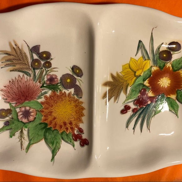 AUTUMN ~COLORED Porcelain Ceramic 2-sided DISH - Picture 11 of 14